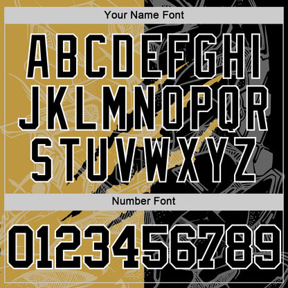 Custom Graffiti Pattern Black Old Gold-White Scratch Round Neck Sublimation Basketball Suit Jersey - Sky-Custom
