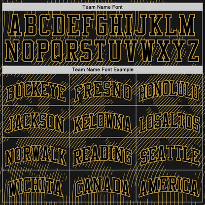 Custom Black Old Gold Curve Lines Round Neck Sublimation Basketball Suit Jersey - Sky-Custom