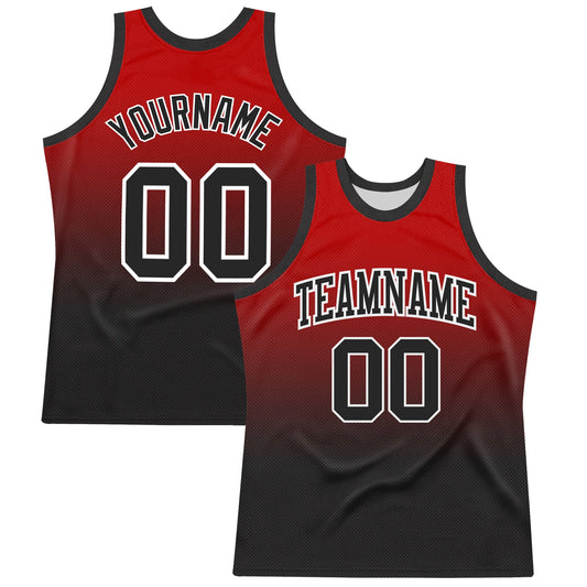 Custom Red Black-White Fade Fashion Round Neck Sublimation Basketball Suit Jersey - Sky-Custom