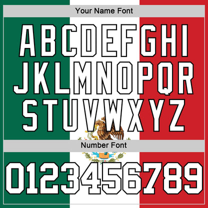 Custom Kelly Green White Red-Black Mexican Flag Round Neck Sublimation Basketball Suit Jersey - Sky-Custom