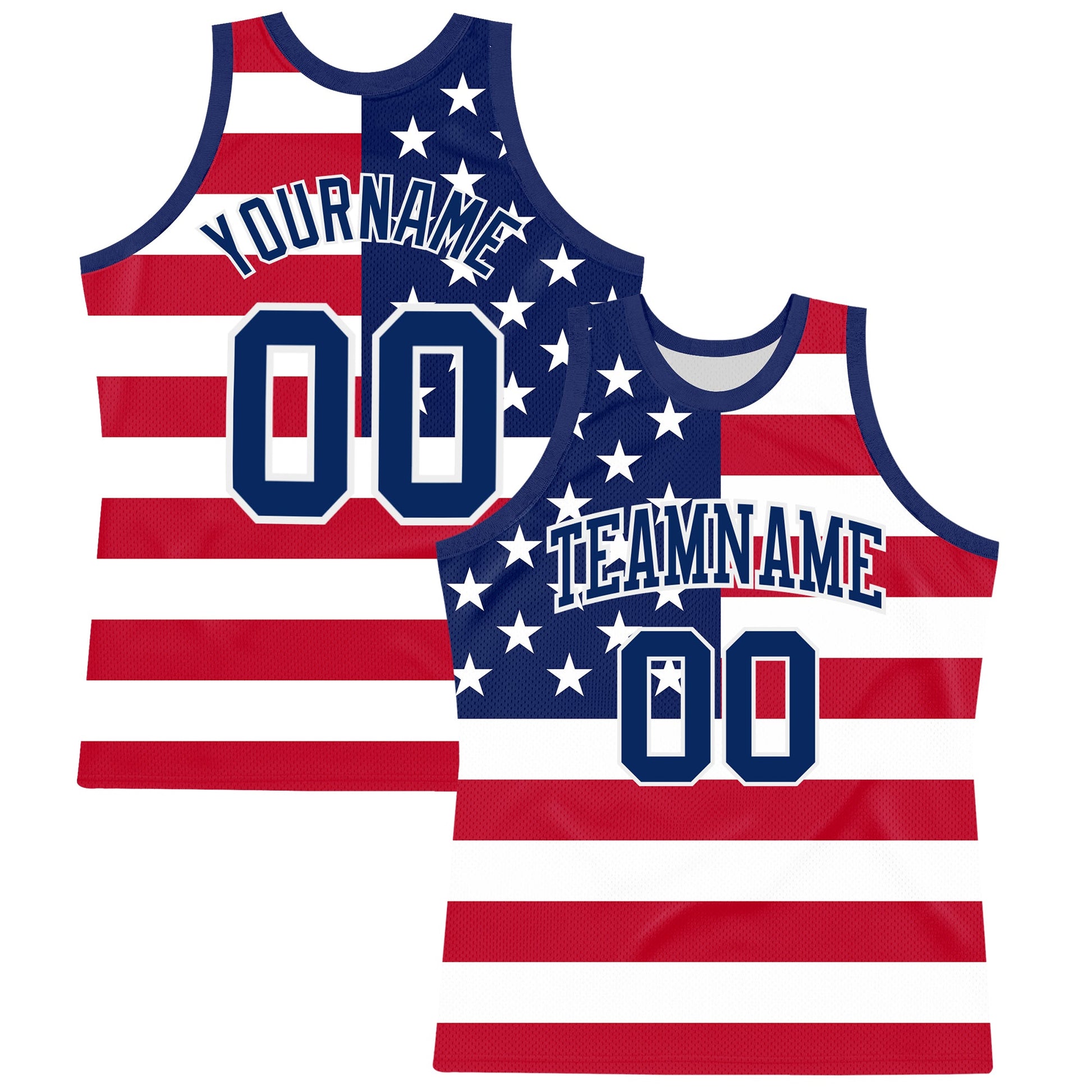 Custom Red Royal-White American Flag Round Neck Sublimation Basketball Suit Jersey - Sky-Custom