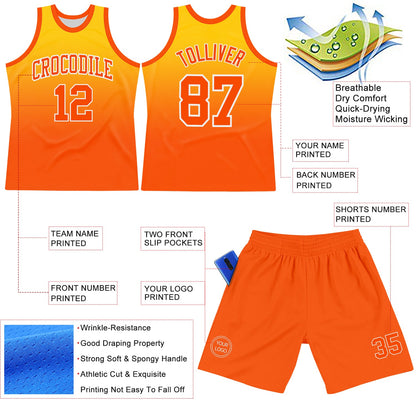 Custom Yellow Orange-White Fade Fashion Round Neck Sublimation Basketball Suit Jersey - Sky-Custom