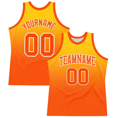 Custom Yellow Orange-White Fade Fashion Round Neck Sublimation Basketball Suit Jersey - Sky-Custom