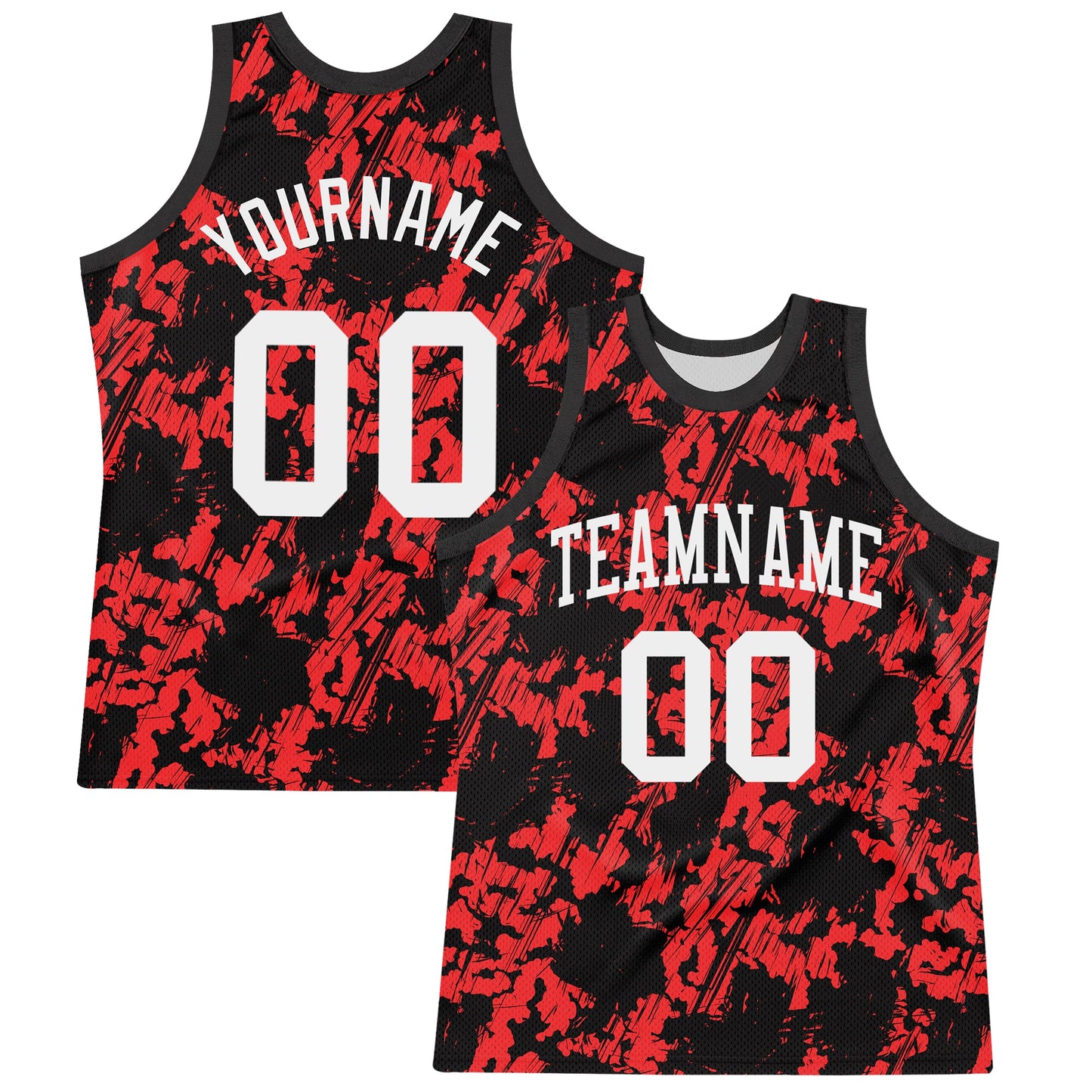 Custom Black White-Red Splash Round Neck Sublimation Basketball Suit Jersey - Sky-Custom