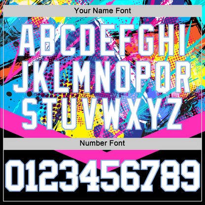Custom Black White Pink-Light Blue Splash Round Neck Sublimation Basketball Suit Jersey - Sky-Custom