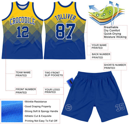 Custom Yellow Royal-White Gradient Square Shapes Round Neck Sublimation Basketball Suit Jersey - Sky-Custom