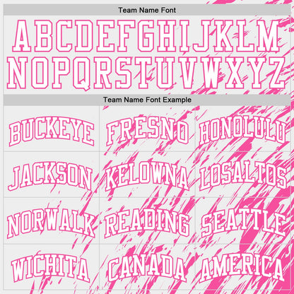 Custom White Pink Splash Round Neck Sublimation Basketball Suit Jersey - Sky-Custom