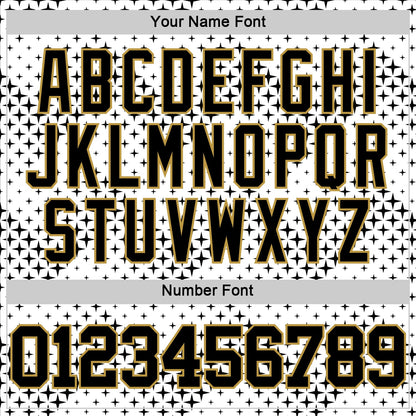 Custom White Black-Old Gold Geometric Shape Round Neck Sublimation Basketball Suit Jersey - Sky-Custom