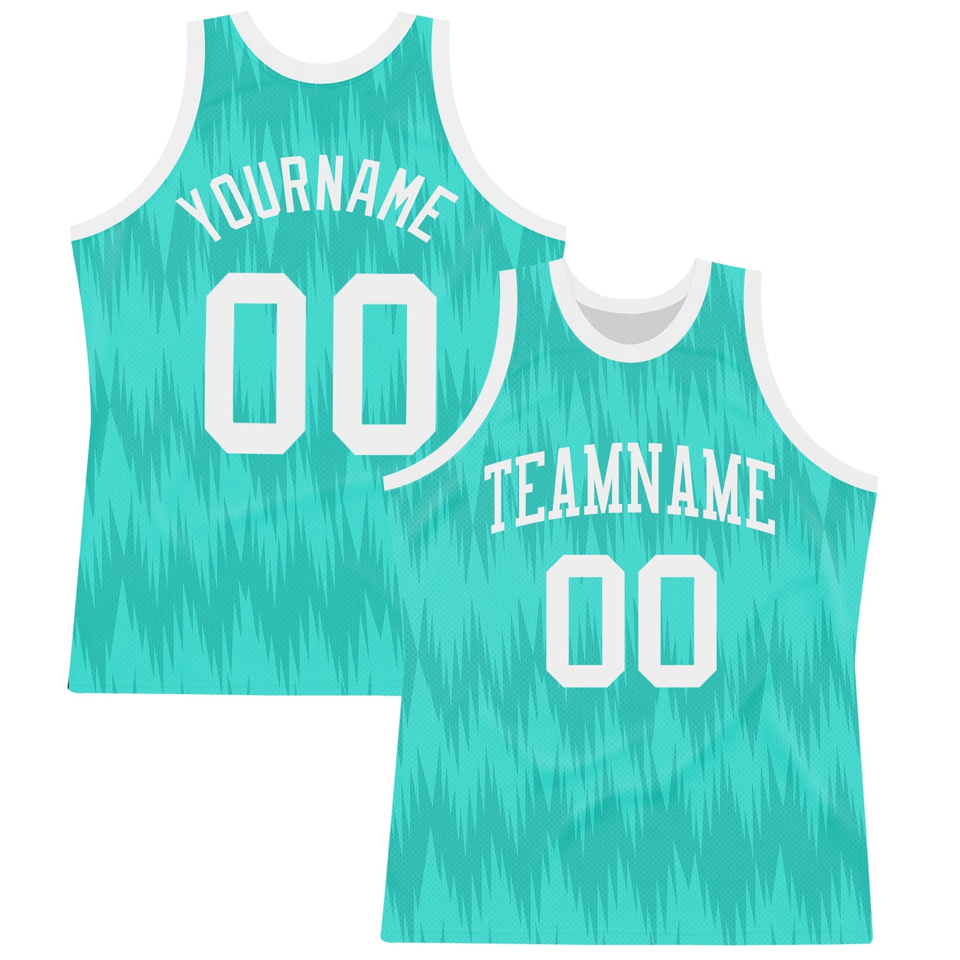 Custom Aqua White Wave Round Neck Sublimation Basketball Suit Jersey - Sky-Custom