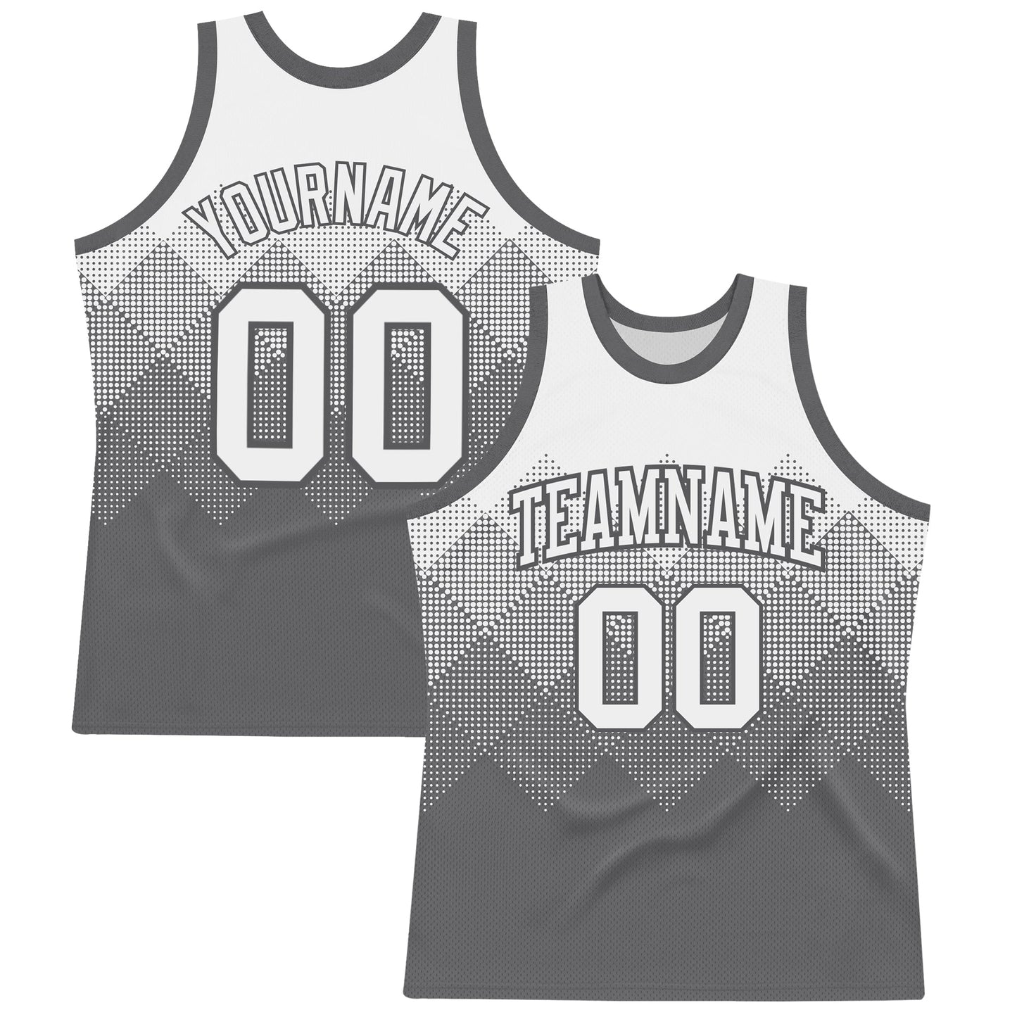 Custom White Steel Gray Gradient Square Shapes Round Neck Sublimation Basketball Suit Jersey - Sky-Custom