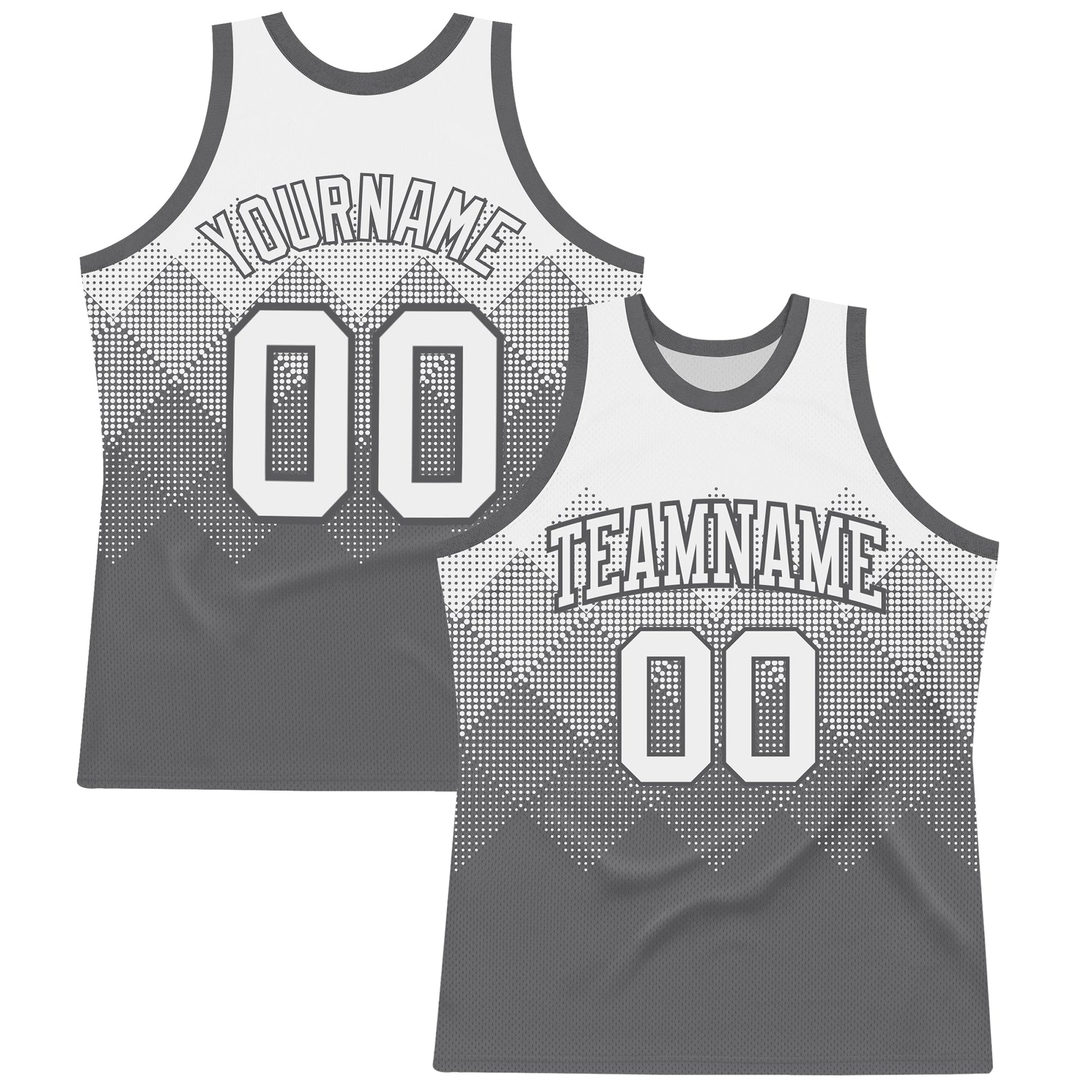 Custom White Steel Gray Gradient Square Shapes Round Neck Sublimation Basketball Suit Jersey - Sky-Custom