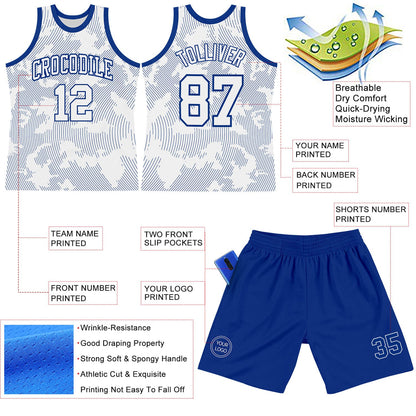 Custom White Royal Curve Lines Round Neck Sublimation Basketball Suit Jersey - Sky-Custom