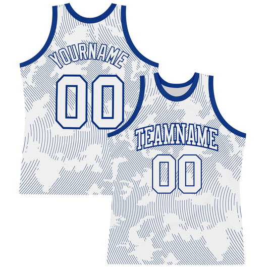 Custom White Royal Curve Lines Round Neck Sublimation Basketball Suit Jersey - Sky-Custom
