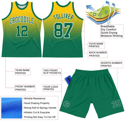 Custom Yellow Kelly Green-White Fade Fashion Round Neck Sublimation Basketball Suit Jersey - Sky-Custom