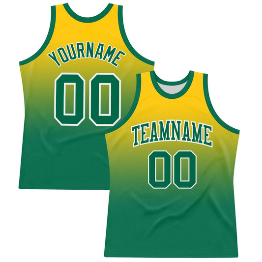Custom Yellow Kelly Green-White Fade Fashion Round Neck Sublimation Basketball Suit Jersey - Sky-Custom