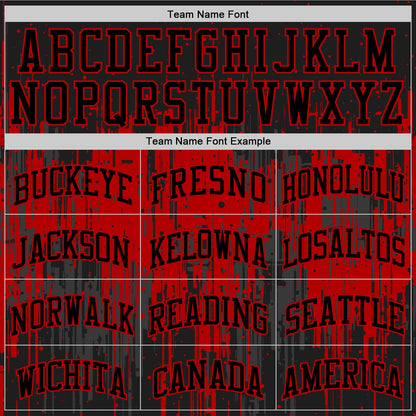 Custom Black Red Dripping Splatter Art Round Neck Sublimation Basketball Suit Jersey - Sky-Custom