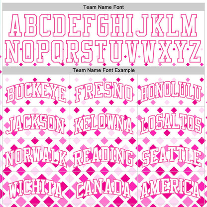 Custom White Pink Gradient Square Shapes Round Neck Sublimation Basketball Suit Jersey - Sky-Custom