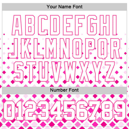 Custom White Pink Gradient Square Shapes Round Neck Sublimation Basketball Suit Jersey - Sky-Custom