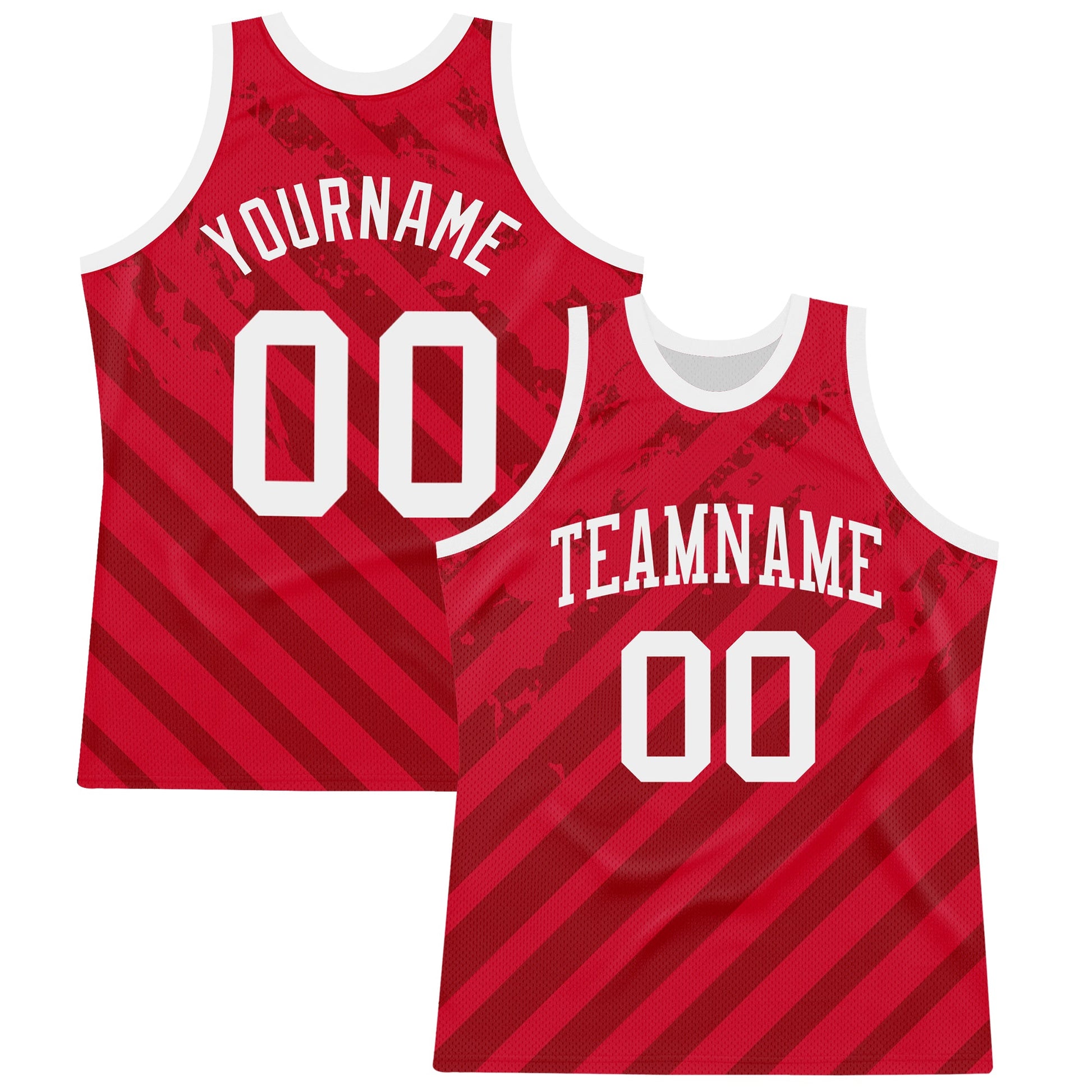 Custom Red White Line Round Neck Sublimation Basketball Suit Jersey - Sky-Custom