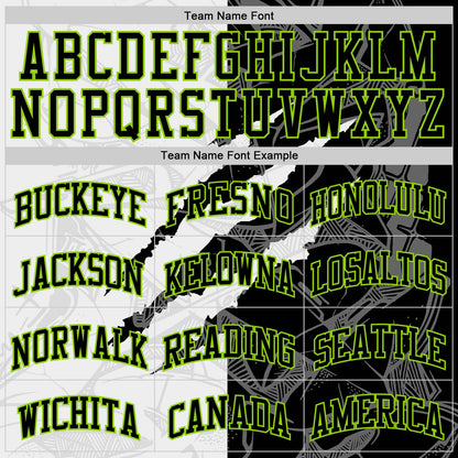 Custom Graffiti Pattern Black White-Neon Green Scratch Round Neck Sublimation Basketball Suit Jersey - Sky-Custom