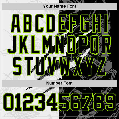 Custom Graffiti Pattern Black White-Neon Green Scratch Round Neck Sublimation Basketball Suit Jersey - Sky-Custom