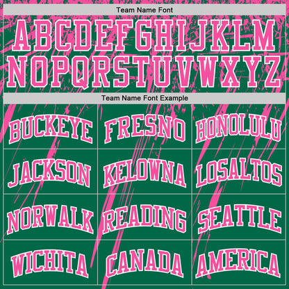 Custom Kelly Green Pink-White Splash Round Neck Sublimation Basketball Suit Jersey - Sky-Custom