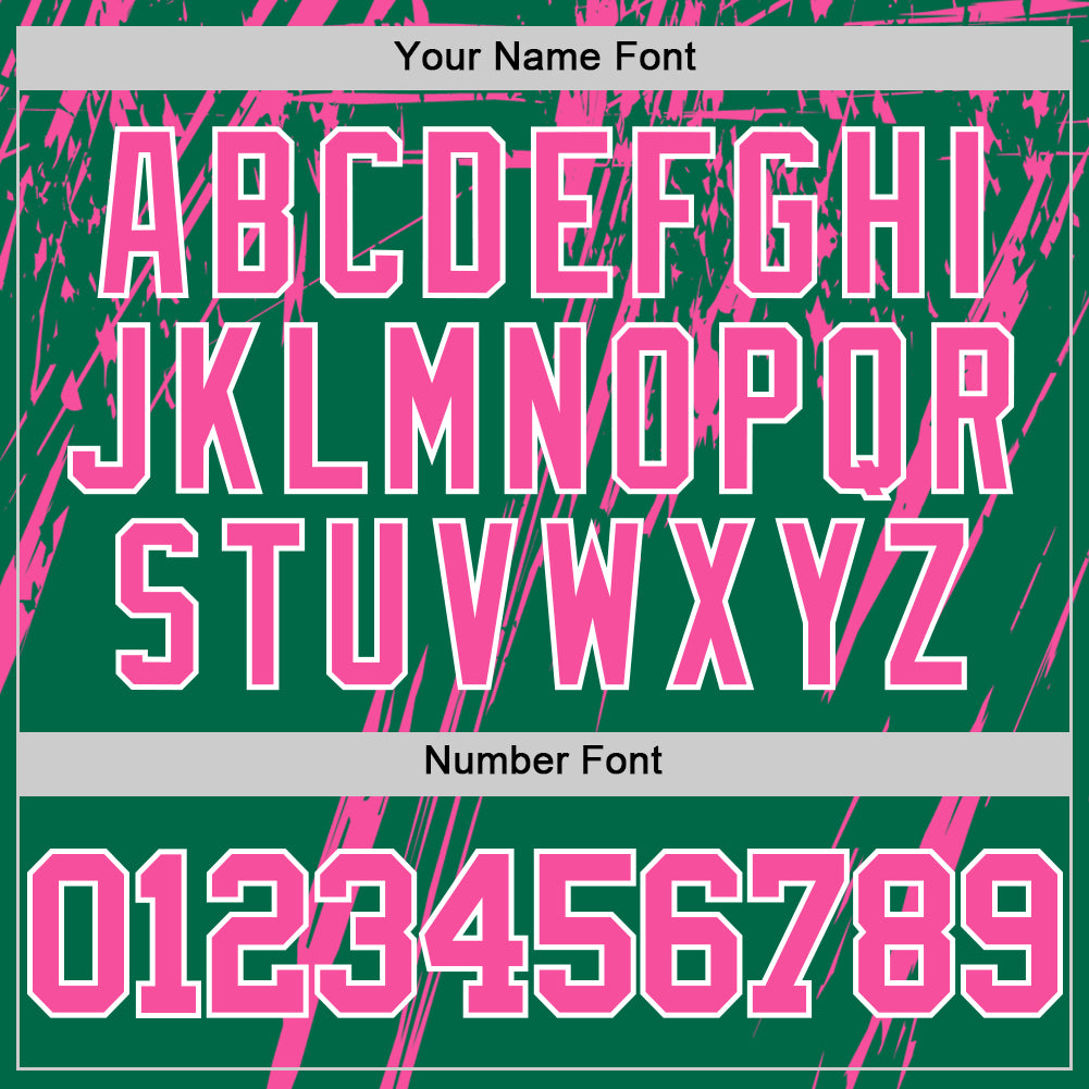 Custom Kelly Green Pink-White Splash Round Neck Sublimation Basketball Suit Jersey - Sky-Custom