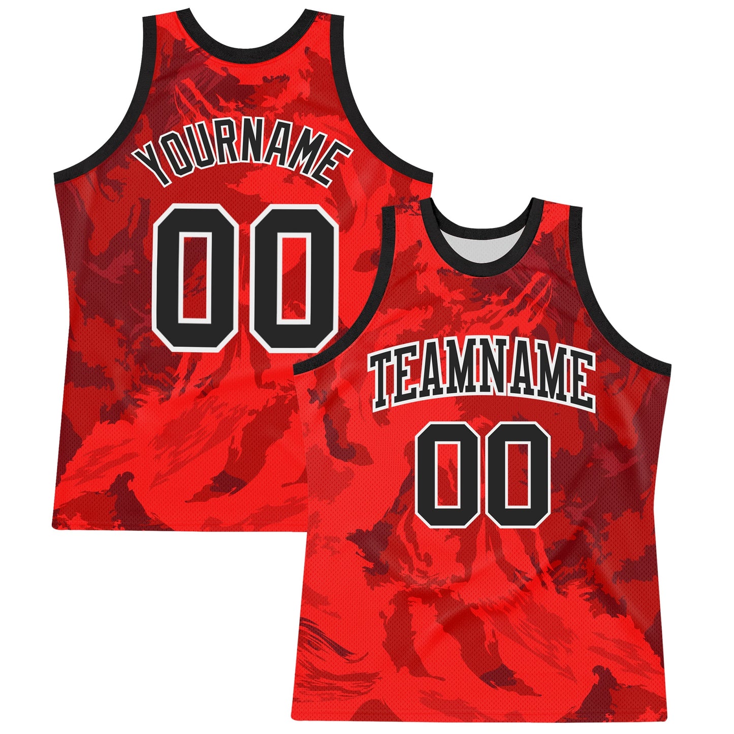 Custom Red Black-White Splash Round Neck Sublimation Basketball Suit Jersey - Sky-Custom