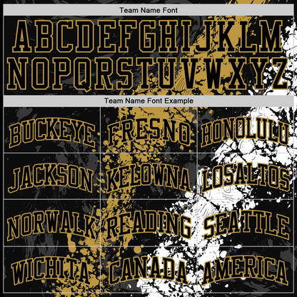 Custom Black Old Gold-White Splash Round Neck Sublimation Basketball Suit Jersey - Sky-Custom