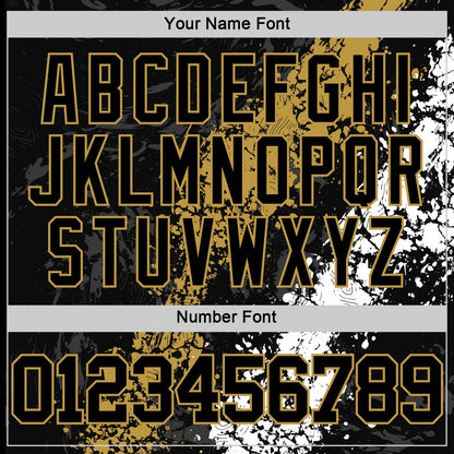 Custom Black Old Gold-White Splash Round Neck Sublimation Basketball Suit Jersey - Sky-Custom
