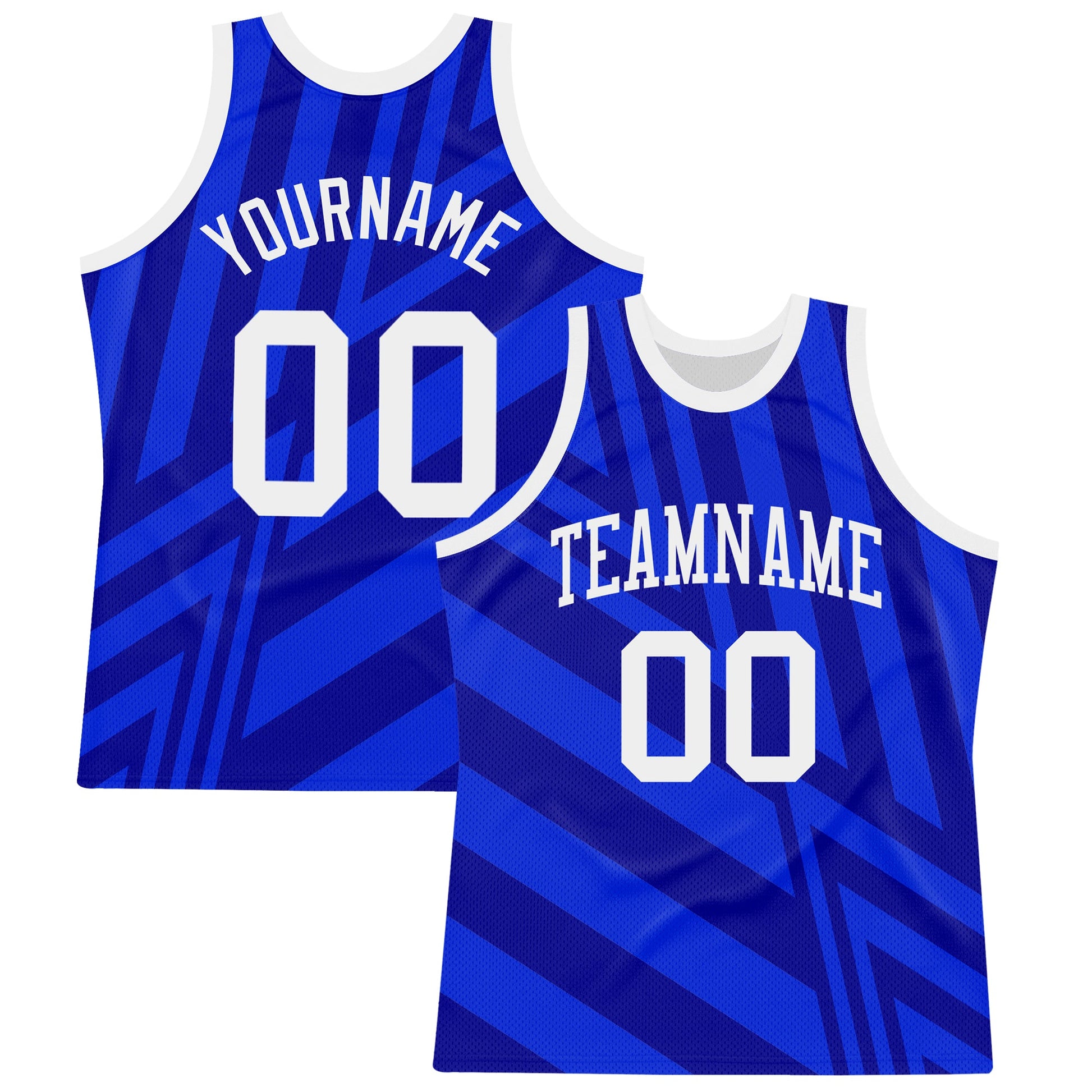 Custom Royal White-Navy Line Round Neck Sublimation Basketball Suit Jersey - Sky-Custom