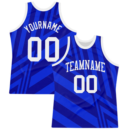 Custom Royal White-Navy Line Round Neck Sublimation Basketball Suit Jersey - Sky-Custom
