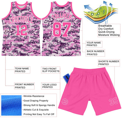 Custom Camo Pink-White Round Neck Sublimation Salute To Service Basketball Suit Jersey - Sky-Custom