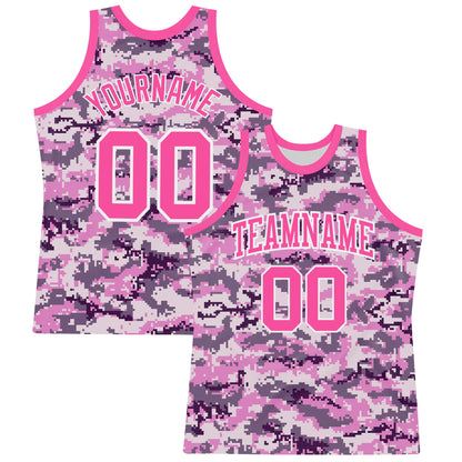 Custom Camo Pink-White Round Neck Sublimation Salute To Service Basketball Suit Jersey - Sky-Custom