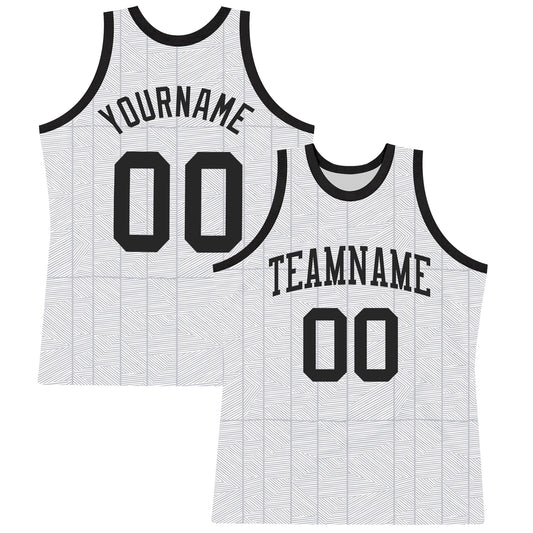 Custom Gray Black-White Line Round Neck Sublimation Basketball Suit Jersey - Sky-Custom