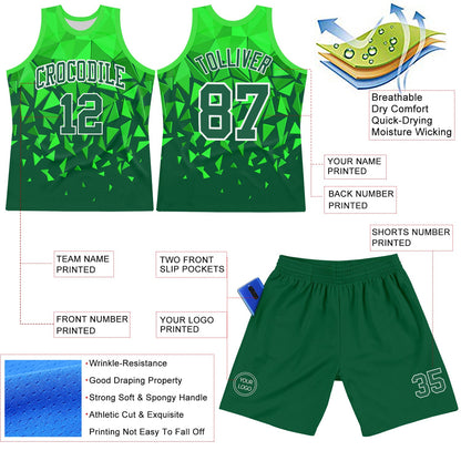 Custom Green Grass Green-White Geometric Shape Round Neck Sublimation Basketball Suit Jersey - Sky-Custom