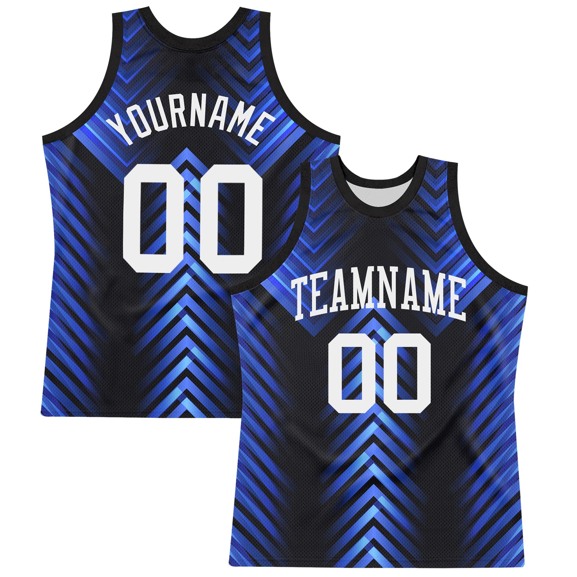 Custom Black White-Royal Arrow Shape Round Neck Sublimation Basketball Suit Jersey - Sky-Custom