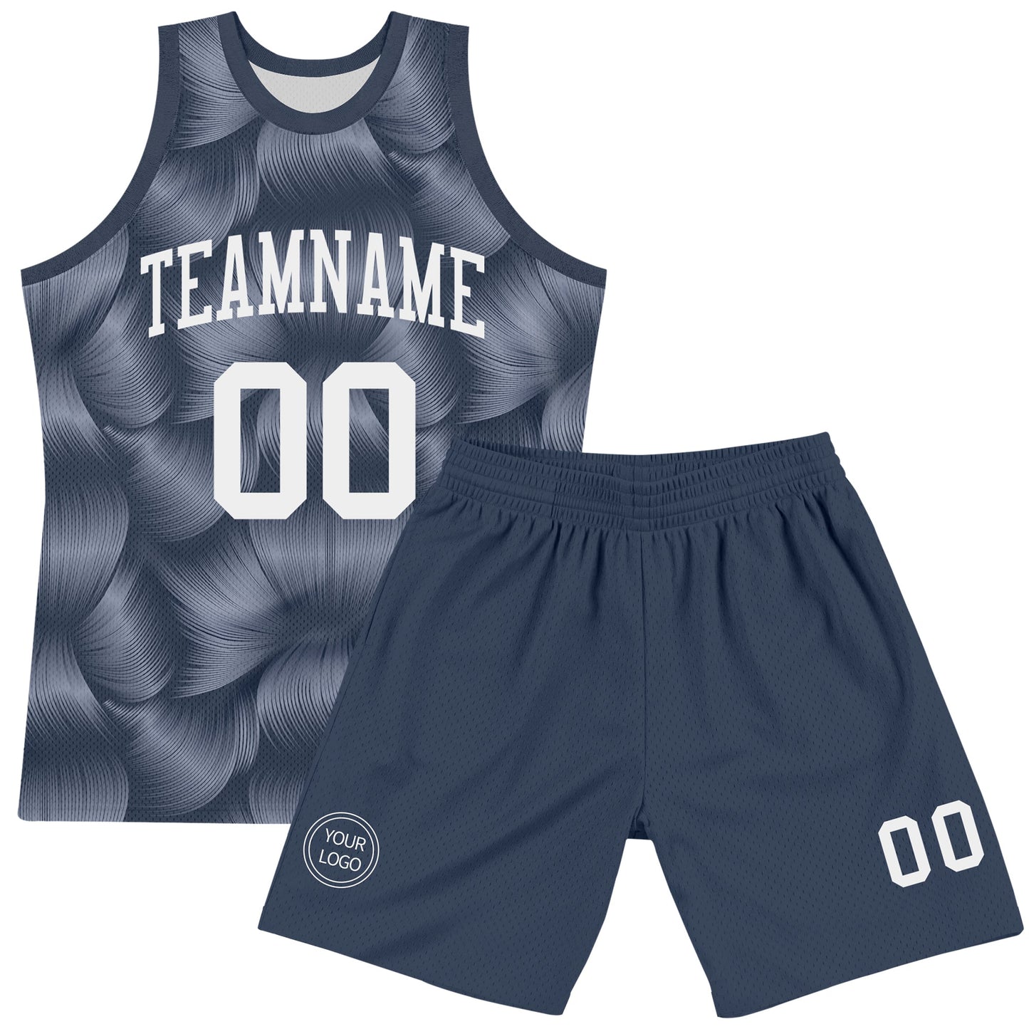 Custom Steel Gray White Line Round Neck Sublimation Basketball Suit Jersey - Sky-Custom