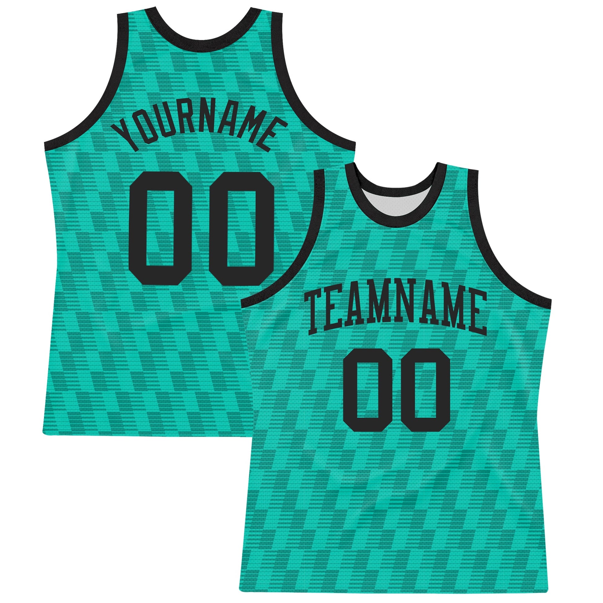 Custom Teal White Line Round Neck Sublimation Basketball Suit Jersey - Sky-Custom