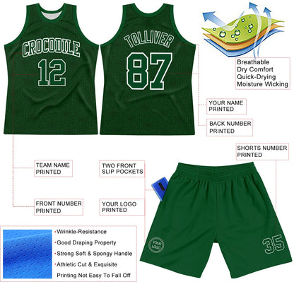 Custom Green White Geometric Shape Round Neck Sublimation Basketball Suit Jersey - Sky-Custom