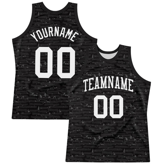 Custom Black White Fragment Art Round Neck Sublimation Basketball Suit Jersey - Sky-Custom