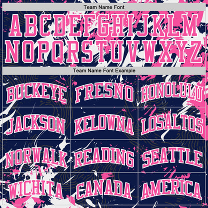 Custom Navy Pink-White Fluid Art Round Neck Sublimation Basketball Suit Jersey - Sky-Custom