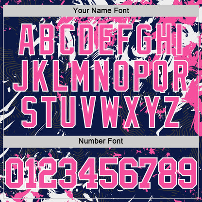 Custom Navy Pink-White Fluid Art Round Neck Sublimation Basketball Suit Jersey - Sky-Custom