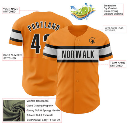 Custom Bay Orange Black-White Authentic Baseball Jersey - Sky-Custom