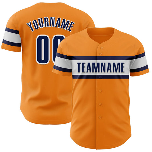 Custom Bay Orange Navy-White Authentic Baseball Jersey - Sky-Custom