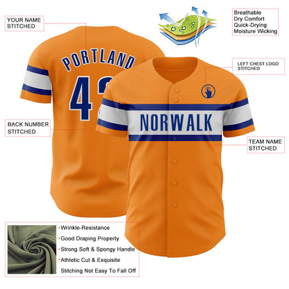 Custom Bay Orange Royal-White Authentic Baseball Jersey - Sky-Custom