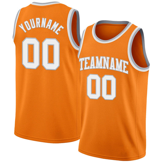 Custom Bay Orange White-Gray Authentic Basketball Jersey - Sky-Custom