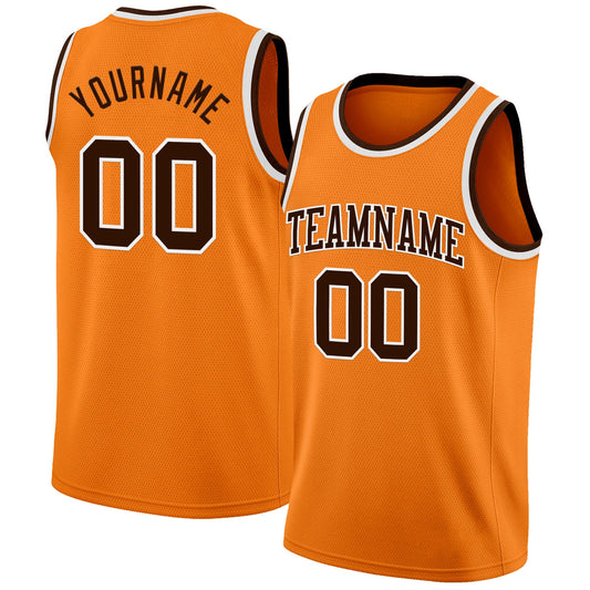 Custom Bay Orange Brown-White Authentic Basketball Jersey - Sky-Custom