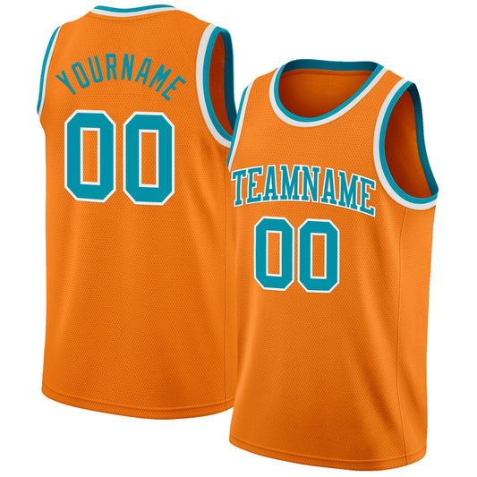 Custom Bay Orange Teal-White Authentic Basketball Jersey - Sky-Custom