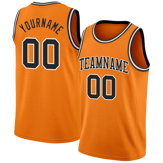 Custom Bay Orange Black-White Authentic Basketball Jersey - Sky-Custom